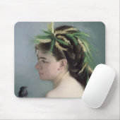Tapis De Souris Portrait d'une fille tenant un moineau (Avec souris)