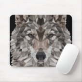 Tapis De Souris Portrait géométrique du loup gris (Avec souris)