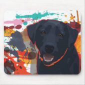 Tapis De Souris Portrait graphique Black Lab avec peinture éclabou (Devant)