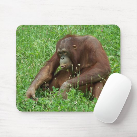 Tapis De Souris Portrait se reposant Mousepad d'orang-outan (Avec souris)