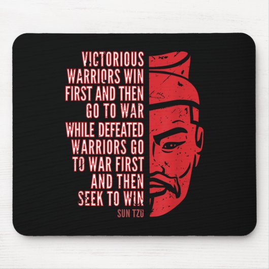 Tapis De Souris Portrait Sun Tzu En Rouge cool Avec Citation (Devant)