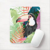 Tapis De Souris Portrait toucan avec Feuilles tropicaux (Avec souris)