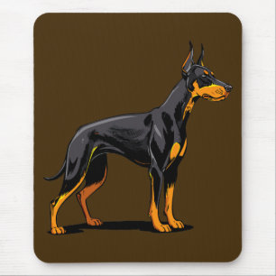Tapis De Souris Portraits d'un chien Doberman tête vue de face