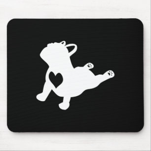Tapis De Souris Pose de yoga Bulldog avec cœur d'amour cadeau fran