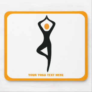 Tapis De Souris Pose de yoga noir, orange personnalisé