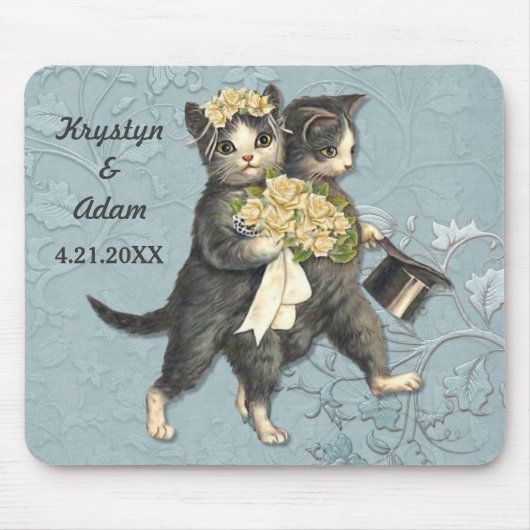Tapis De Souris Posh Cats Mariage bleu (Devant)