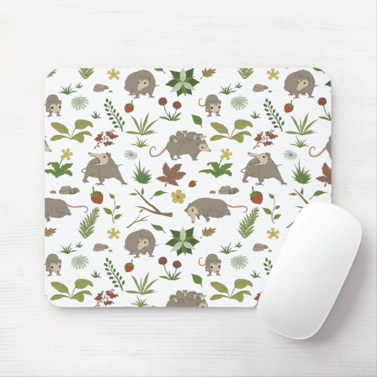Tapis De Souris Possum dans un champ de Berry en blanc (Avec souris)