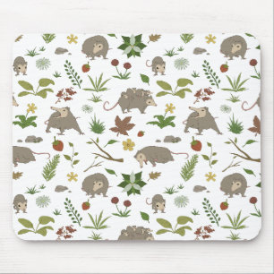 Tapis De Souris Possums dans un champ de baies en blanc