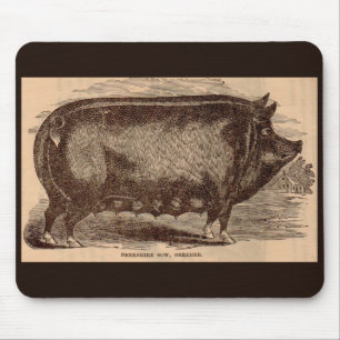 Tapis De Souris poster de animal agricole du 19e siècle Berkshire 
