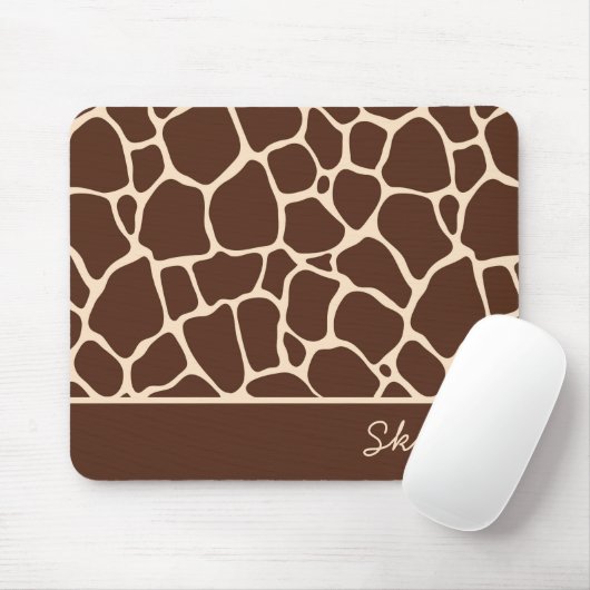 Tapis De Souris Poster de animal Brown Giraffe Nom personnalisé Cu (Avec souris)