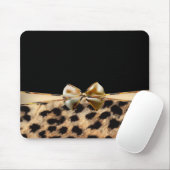 Tapis De Souris Poster de animal Cheetah Leopard Black & Gold Bow (Avec souris)