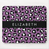 Tapis De Souris Poster de animal, Léopard Violet, Coeurs, Votre No (Devant)