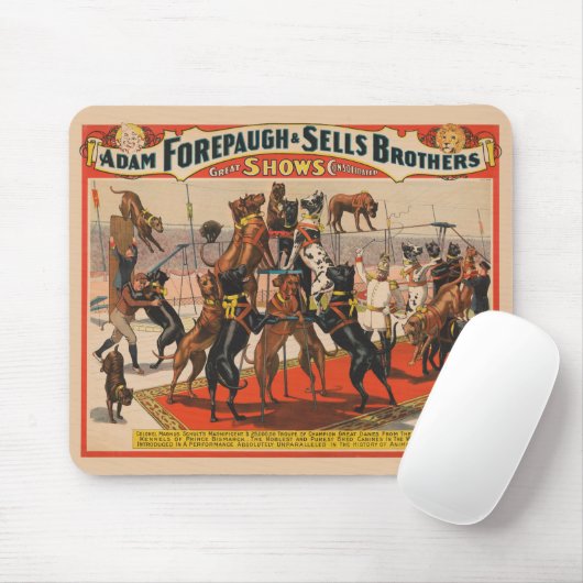 Tapis De Souris Poster De Cirque Des Grands Danois Avec Entraîneur (Avec souris)