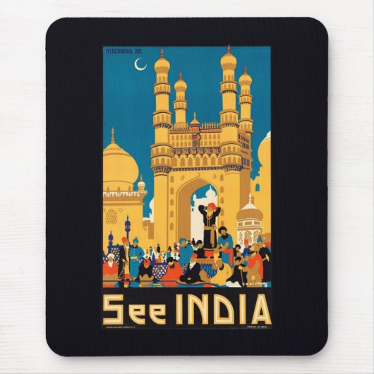 Tapis De Souris Poster de l'affiche de voyage en Inde (Devant)