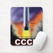 Tapis De Souris Poster de l'Union soviétique Retro Space Rocket (Avec souris)