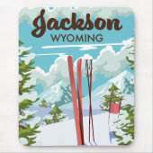 Tapis De Souris poster de ski Jackson Wyoming (Devant)
