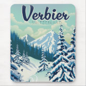 Tapis De Souris Poster de voyage Verbier Suisse (Devant)