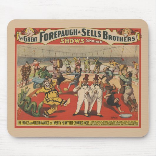 Tapis De Souris Poster Du Cirque Montrant L'Amusant Antique Des Cl (Devant)