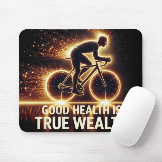 Tapis De Souris Poster santé avec Neon Cyclist (Avec souris)
