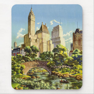 Tapis De Souris Poster vintage de New York City Central Park