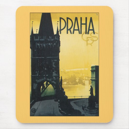 Tapis De Souris Poster vintage Prague (Praha) (Devant)