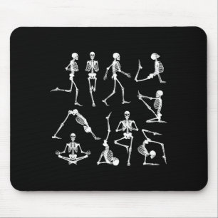 Tapis De Souris Postures de yoga squelettiques Halloween drôle os