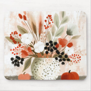 Tapis De Souris Pot de fleurs d'automne et Pot tacheté de rouille