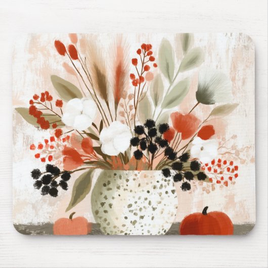 Tapis De Souris Pot de fleurs d'automne et Pot tacheté de rouille (Devant)