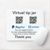Tapis De Souris Pot virtuel de pourboires code q r donation d'arge (Avec souris)