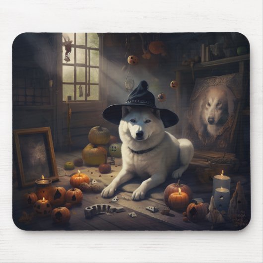 Tapis De Souris Potirons d'Akita Halloween Épouvantables (Devant)