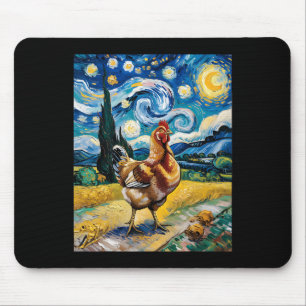 Tapis De Souris Poule Nuit Étoilée Style Van Gogh Ferme de Volaill