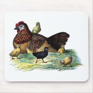 Tapis De Souris Poules Animaux Vintage
