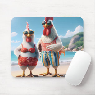 Tapis De Souris Poules blanches portant des maillots de bain