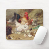 Tapis De Souris Poules roosting avec leurs poulets (Avec souris)