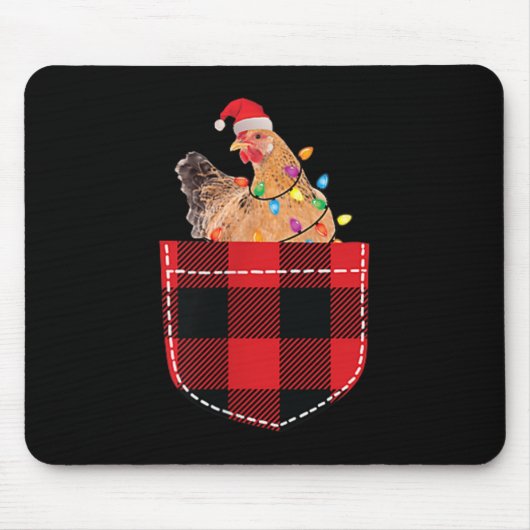 Tapis De Souris Poulet Dans La Poche Drôle Xmas Plaid Poche Poulet (Devant)