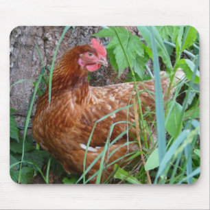 Tapis De Souris Poulet dans l'herbe Mousepad