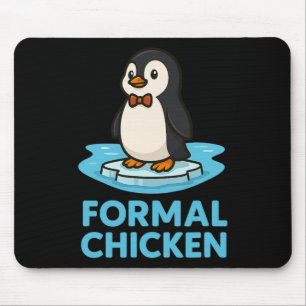 Tapis De Souris Poulet Formel Pingouin Drôle Sur Glace Blague Anim
