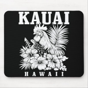 Tapis De Souris Poulet Kauai Hawaï Fleurs d'Hibiscus Hawaïen Vin