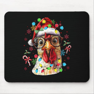 Tapis De Souris Poulet Lumières de Noël Santa Drôle Xmas Tree Chi