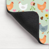 Tapis De Souris Poulets dans les fleurs Green Mouse Pad (Coin)