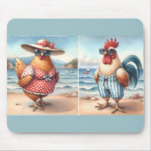 Tapis De Souris Poulets en maillots de bain en bord de mer (Devant)