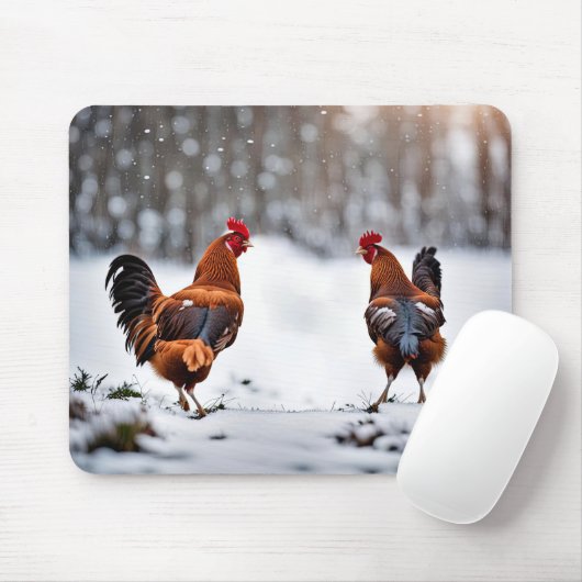 Tapis De Souris Poulets En Neige (Avec souris)