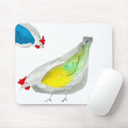Tapis De Souris Poulets mignons aquarelle (Avec souris)