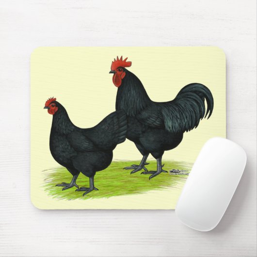 Tapis De Souris Poulets noirs Australorp (Avec souris)