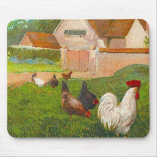 Tapis De Souris Poulets vintages et maison