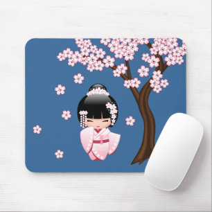 Tapis De Souris Poupée blanche Kimono Kokeshi - mignonne Geisha Gi