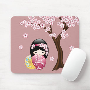 Tapis De Souris Poupée Kokeshi de printemps - Geisha japonaise mig