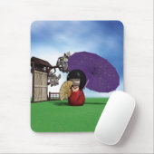 Tapis De Souris Poupée Kokeshi Japonaise Art Cerisier en Fleur (Avec souris)