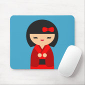 Tapis De Souris Poupées japonaises Red Kokeshi (Avec souris)