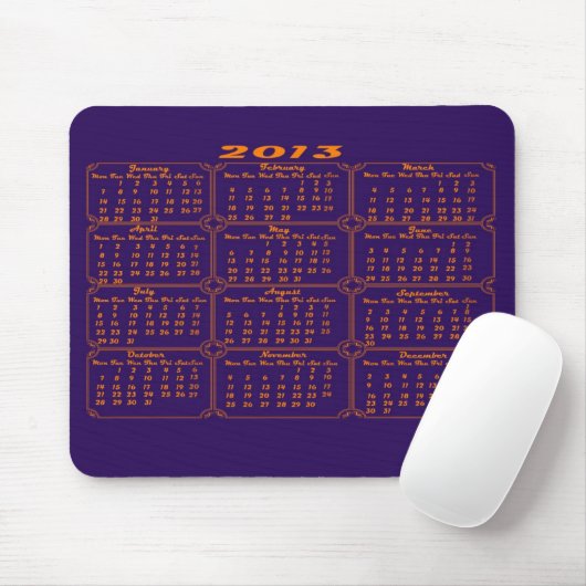Tapis De Souris Pourpre du calendrier 2013 (Avec souris)